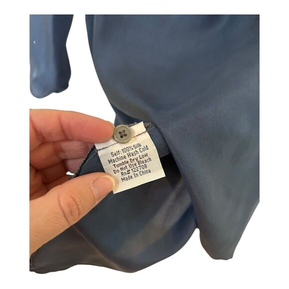 Pete & Greta JW Blue Silk Tunic Button Placket Sz M - Picture 4 of 6
